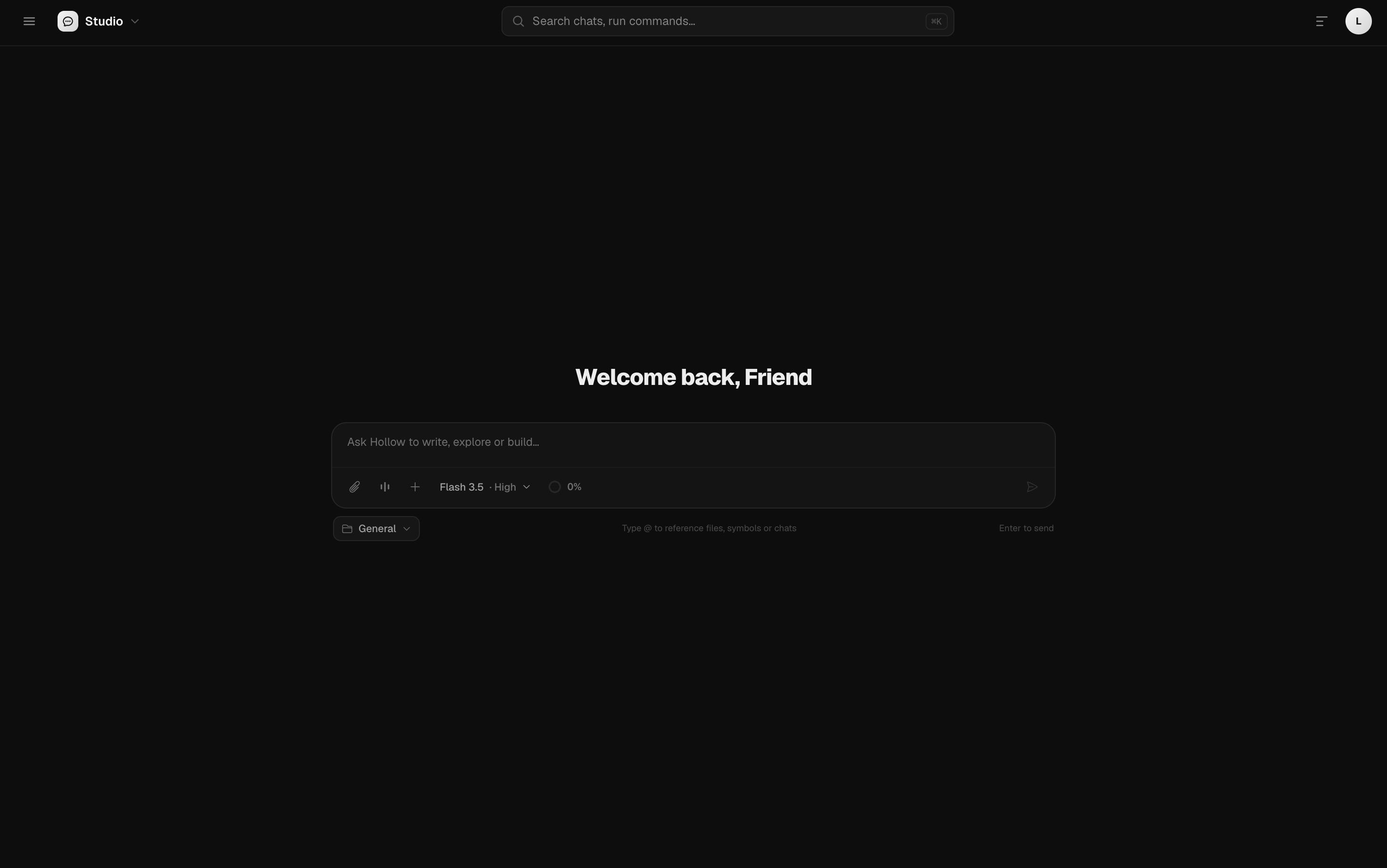 Hollow Studio, the AI core for chat, code, and Collaborators