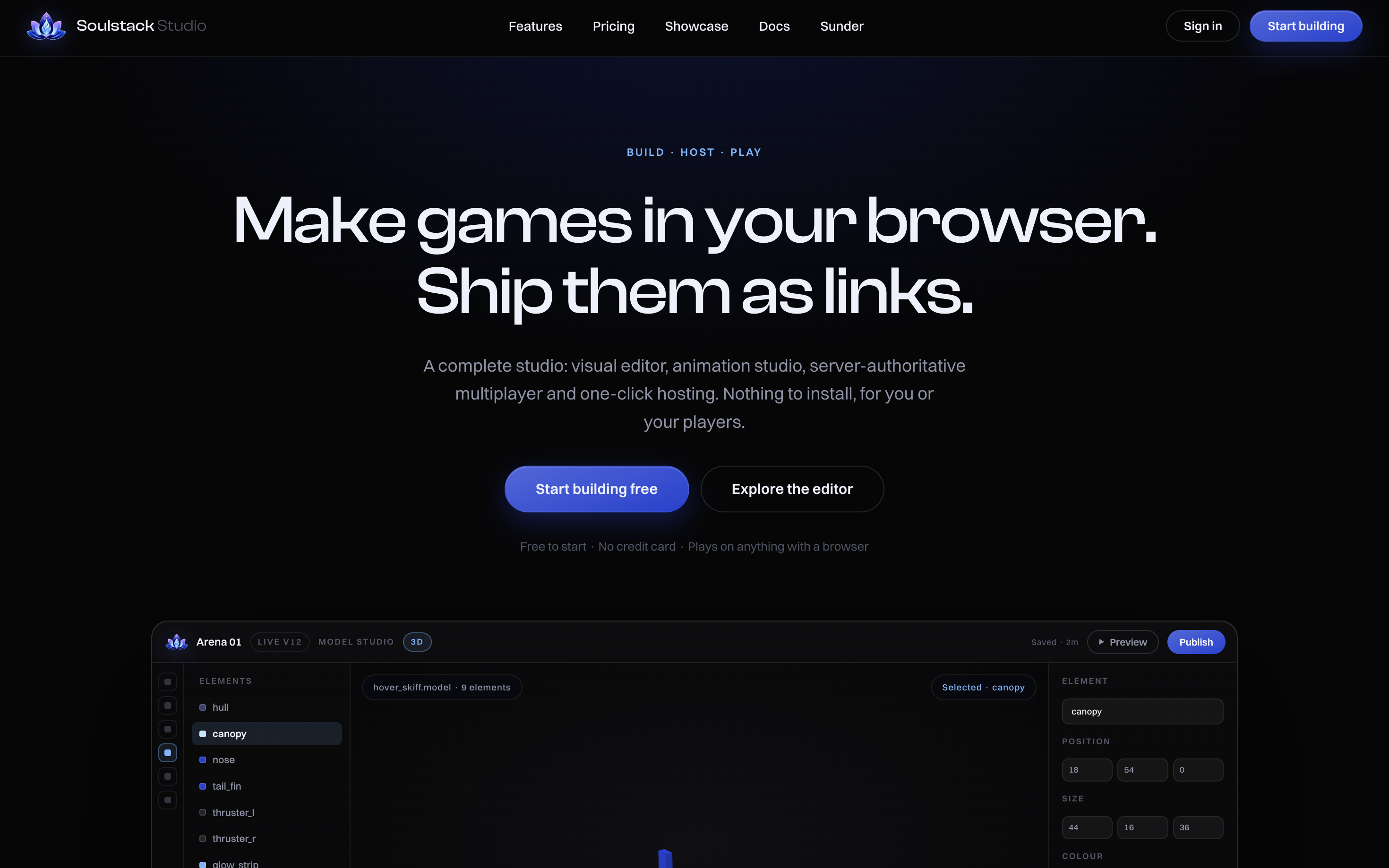 The Soulstack Studio landing page