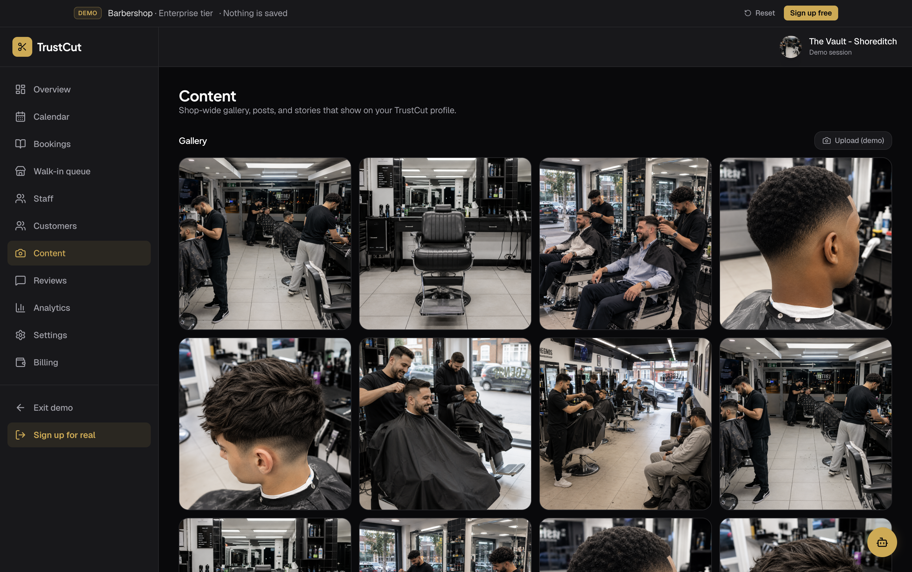 A barbershop profile gallery